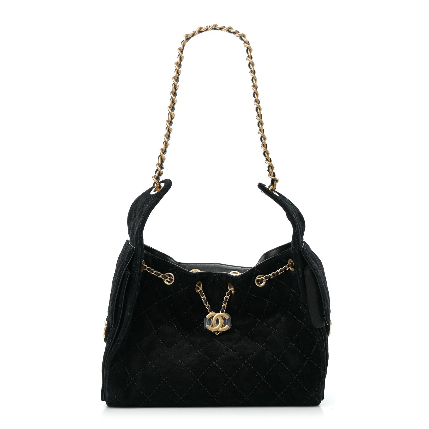 Chanel Suede Quilted Small 25 Handbag Black