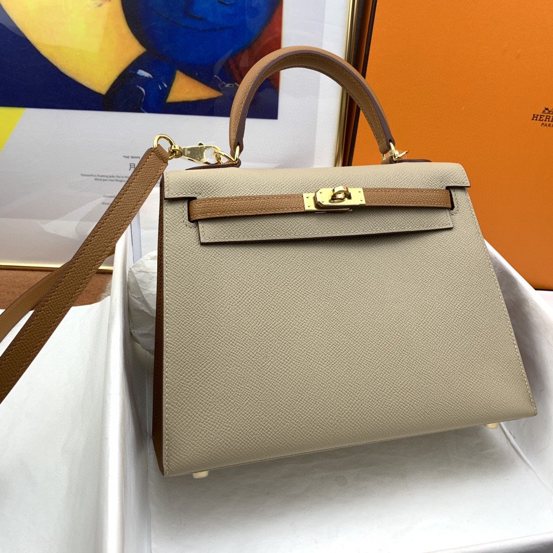 Top Quality Kelly Sellier Epsom Etoupe Bag Brown Shoulder Bag