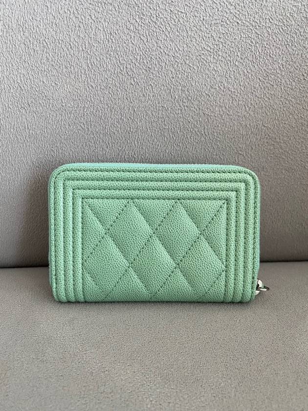 Boy Zip Around Leather Card Wallet Mint Chanel