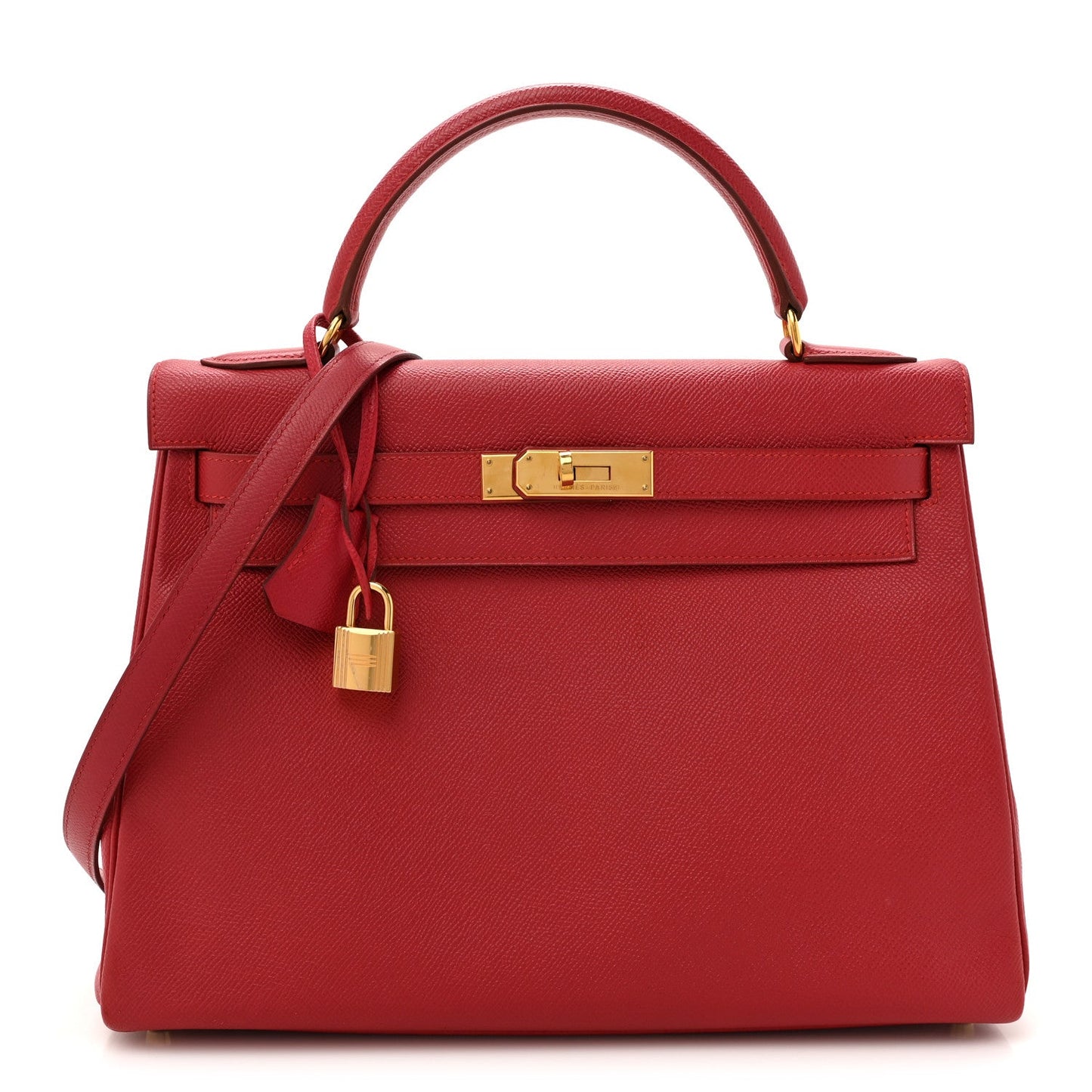Hermes Epsom Kelly Retourne Rouge Vif Handbag Travel Bag