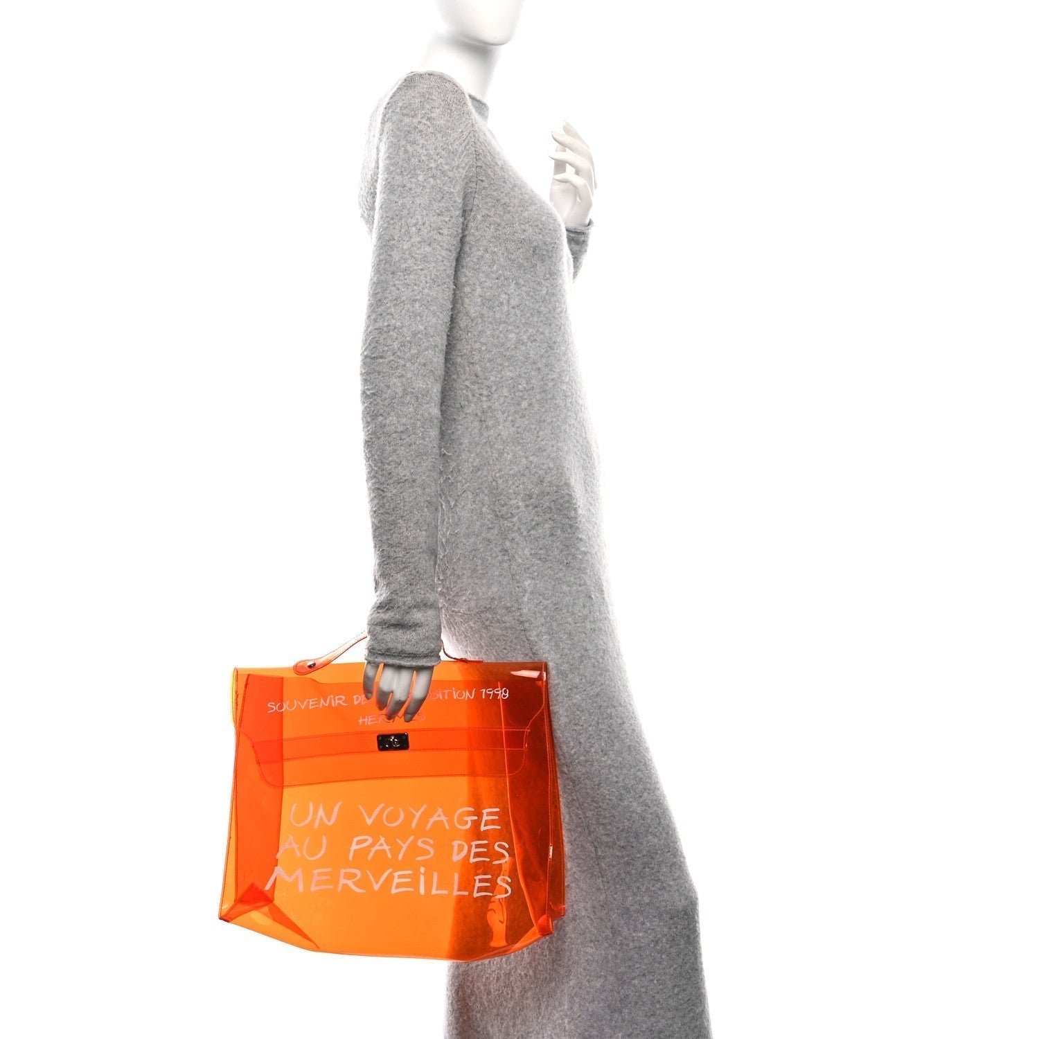 Hermes Vinyl Souvenir De Exposition Kelly Handbag Orange Travel Bag Kelly Orange 1760696