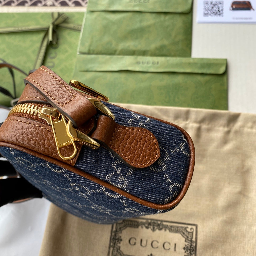 gg Ophidia gg Dark Ivory Denim Blue Mini Travel Bag Beaunoirrbeaunoirr 2Kqbeaunoirrbeaunoirr