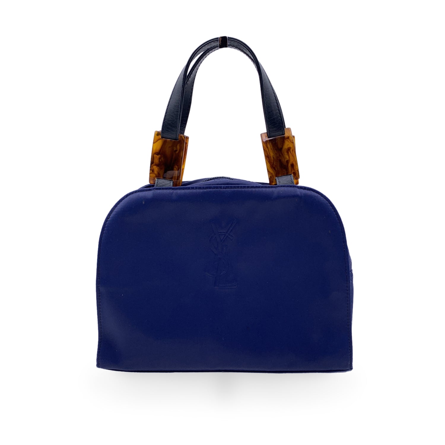 YSL Saint Laurent Ysl Saint Laurent Blue Canvas Ysl Logo Satchel Leather Satchel Bag