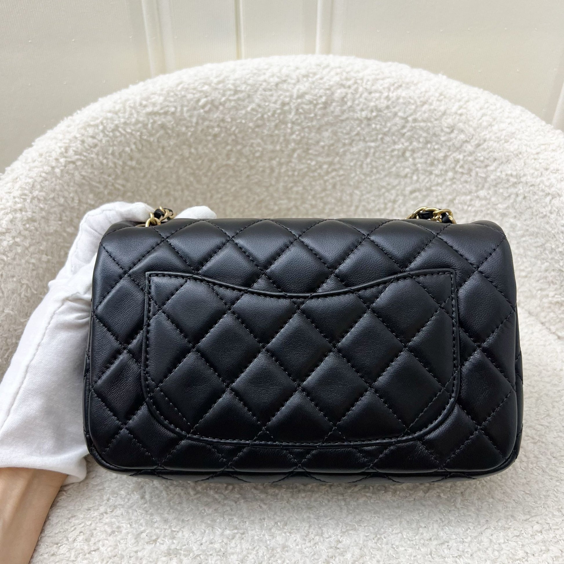Chanel Pearl Crush Mini Rectangular Flap in Black Lambskin and Aghw ( ) Handbag