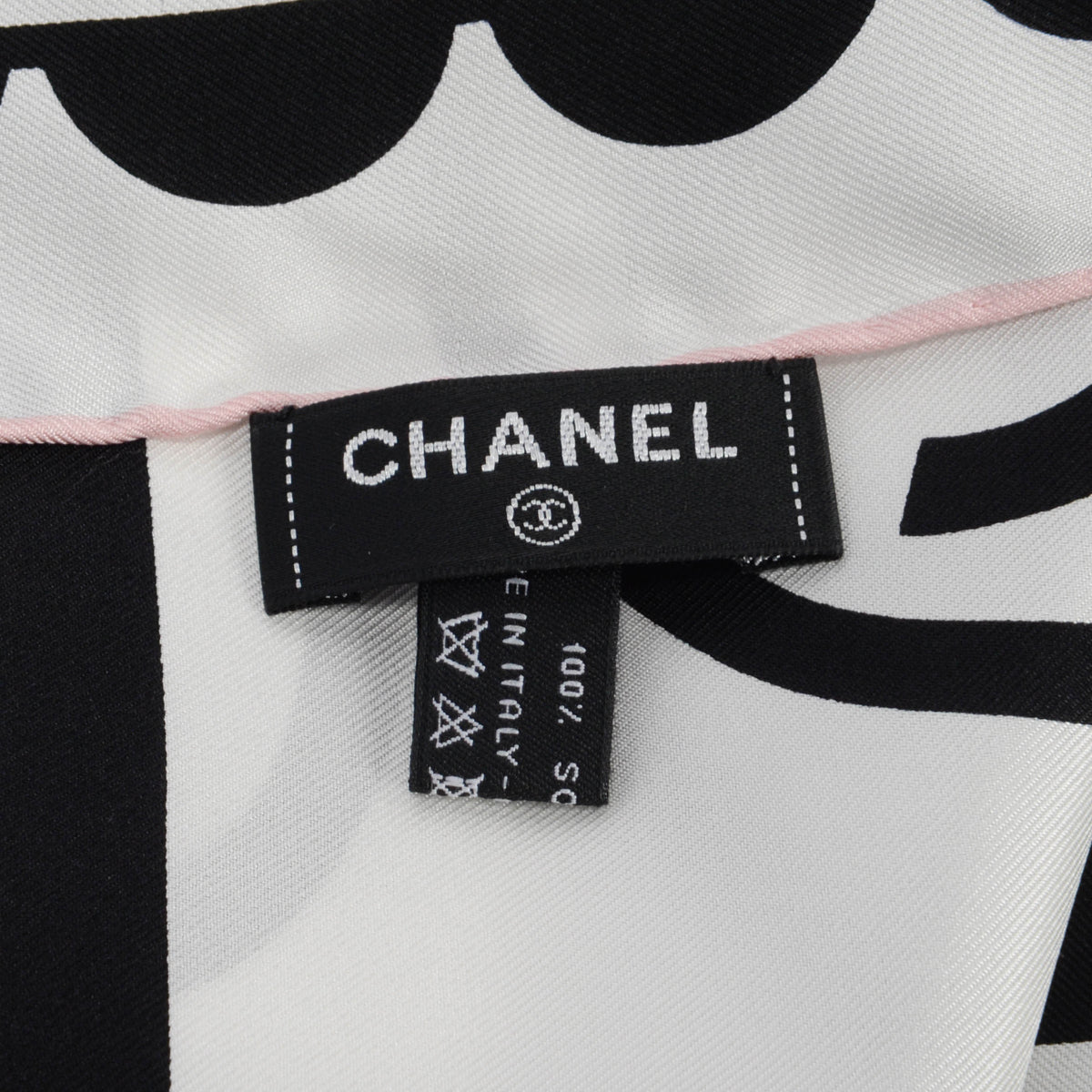 Chanel White & Black Silk CC Floral Scarf Bag