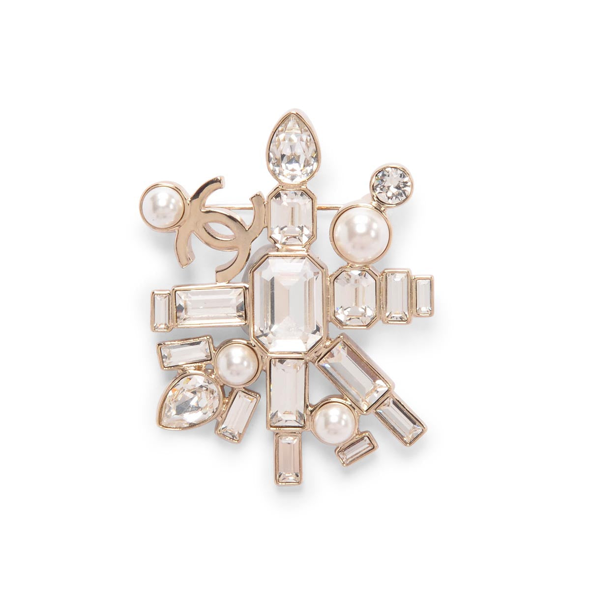 Chanel Pearl & Crystal Cc North Star Brooch