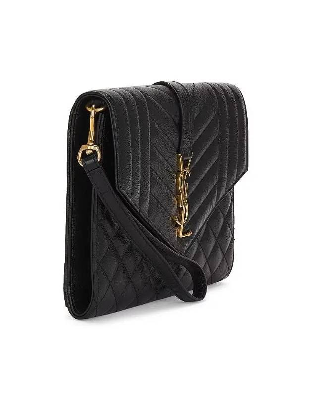YSL Saint Laurent Luxury Trending Envelope Clutch Bag Leather Monogram Black