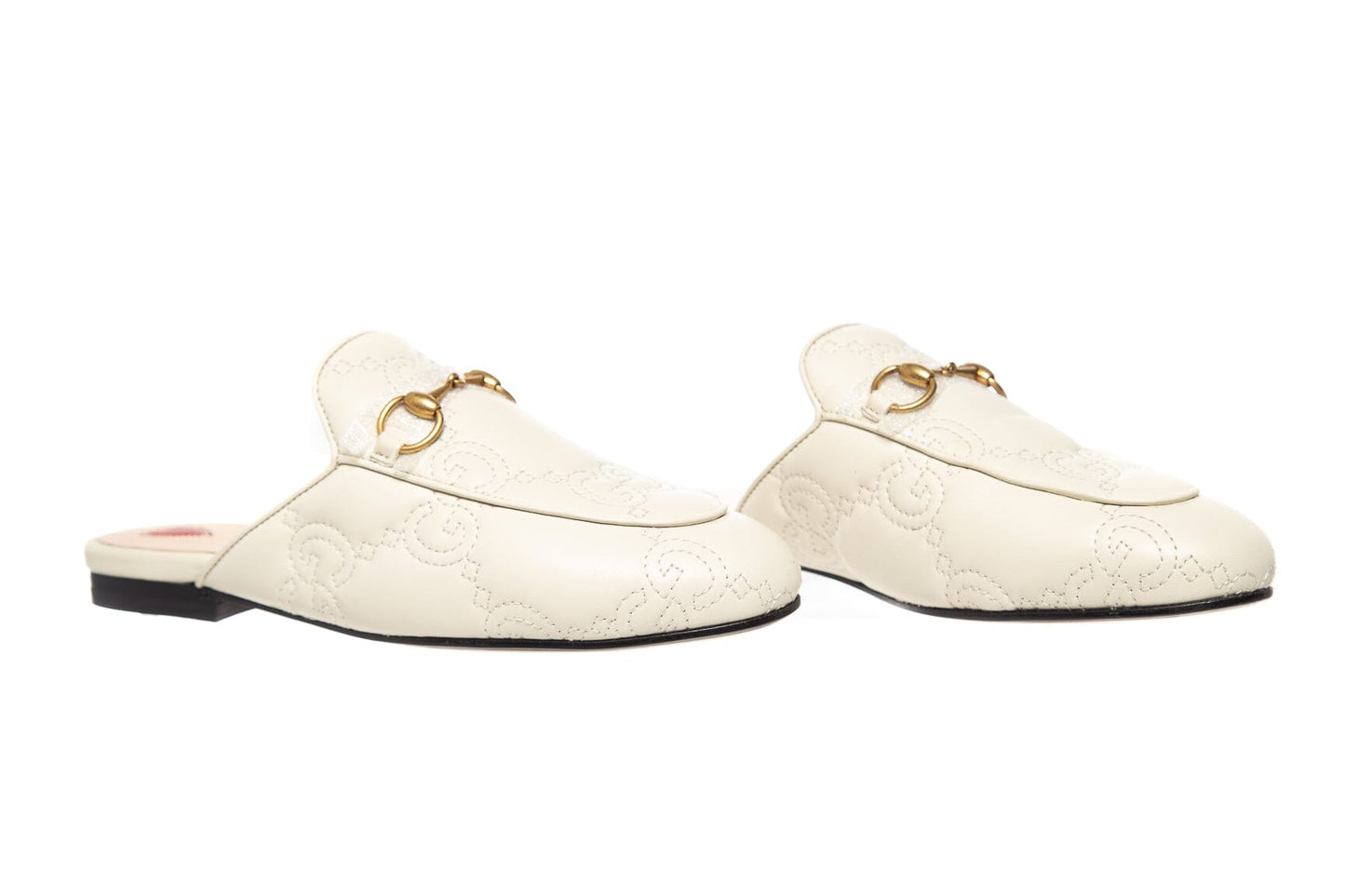 Gucci Cream GG Horsebit Leather Slip On Loafers SZ 35