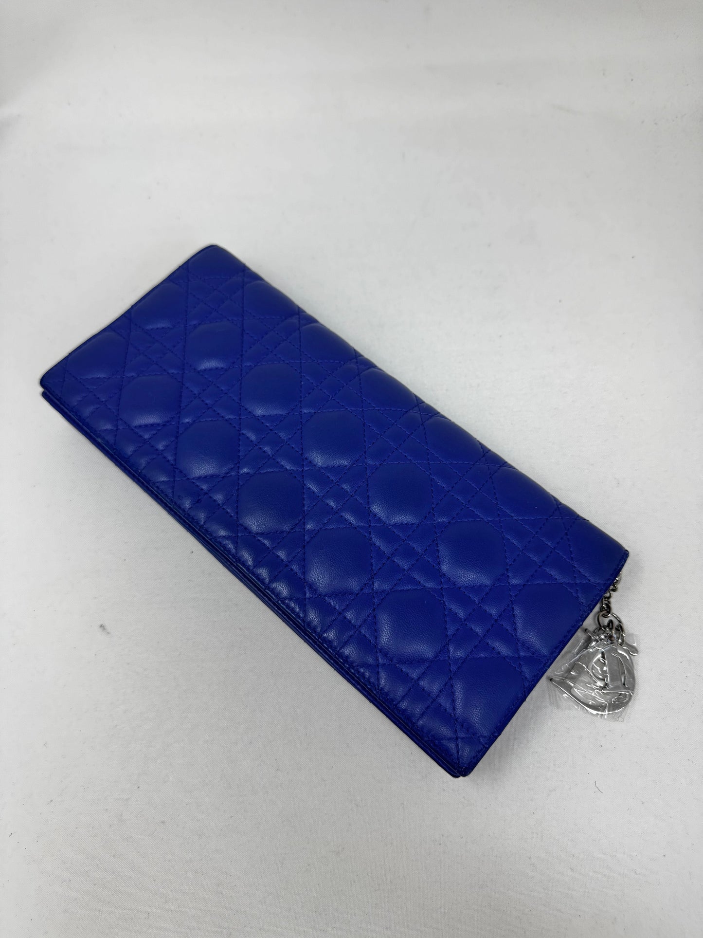Dior Handbag Christian Cannage Shoulder Bag BJ1-07 Blue Chain