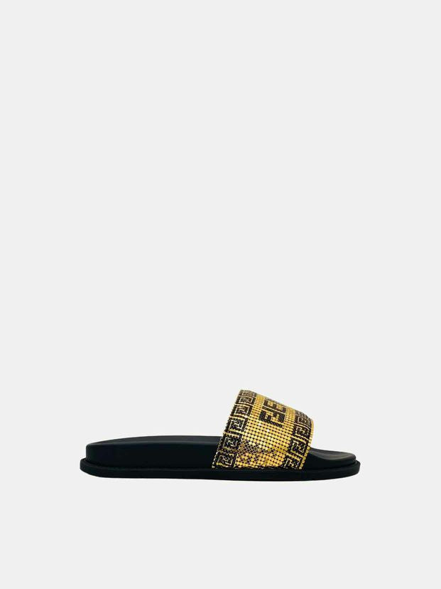 Fendi Fendace & Leather Metal Black Shoes