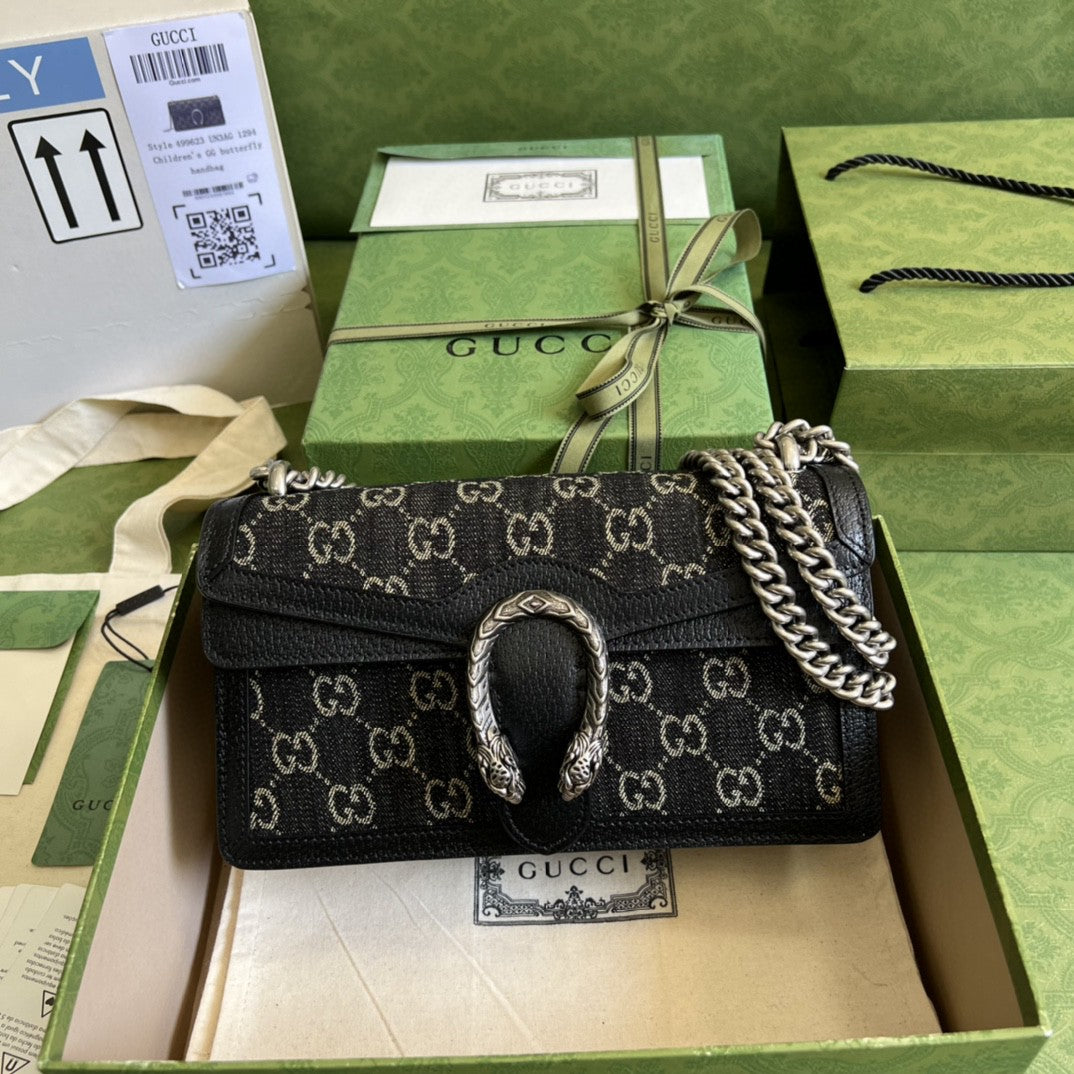 gg Dionysus gg Ivory gg Denim Black Small Shoulder Bag
