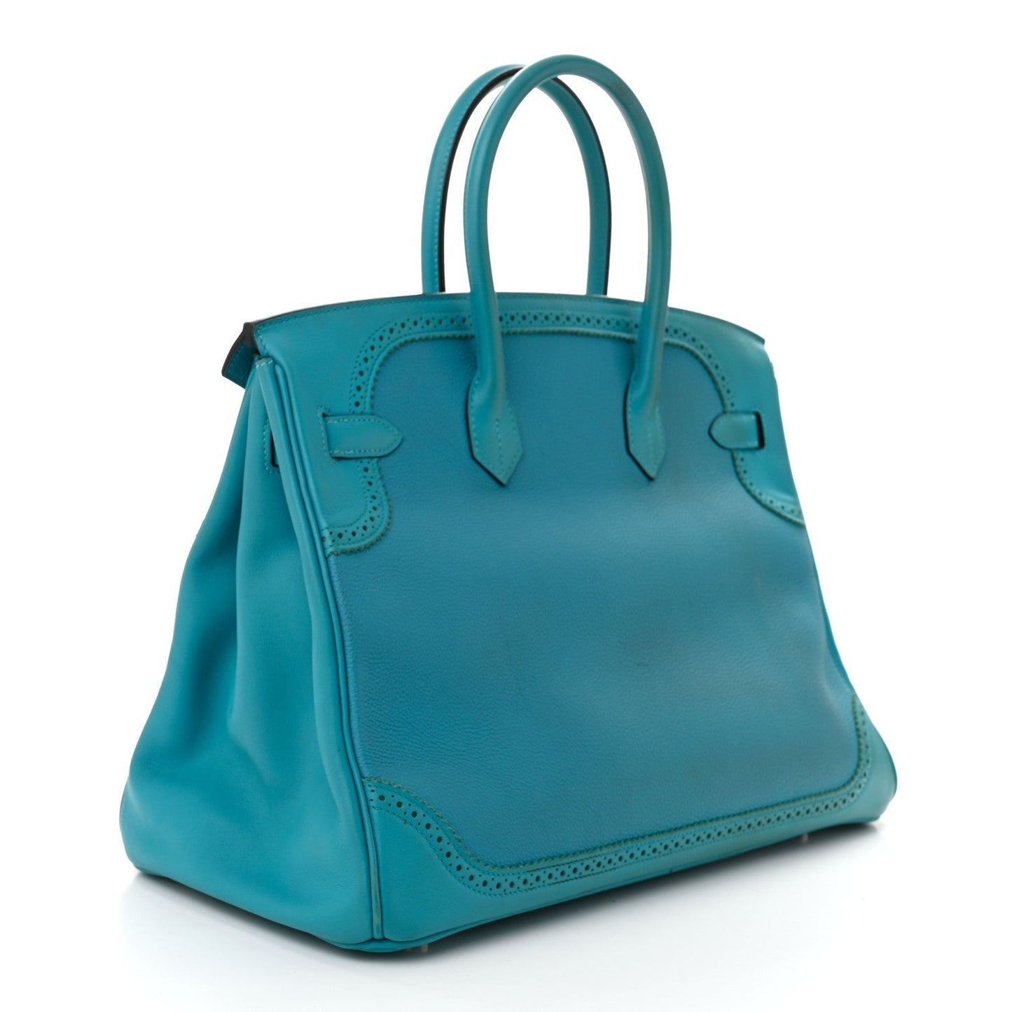 Hermes Togo Swift Ghillies Birkin Turquoise Handbag Travel Bag