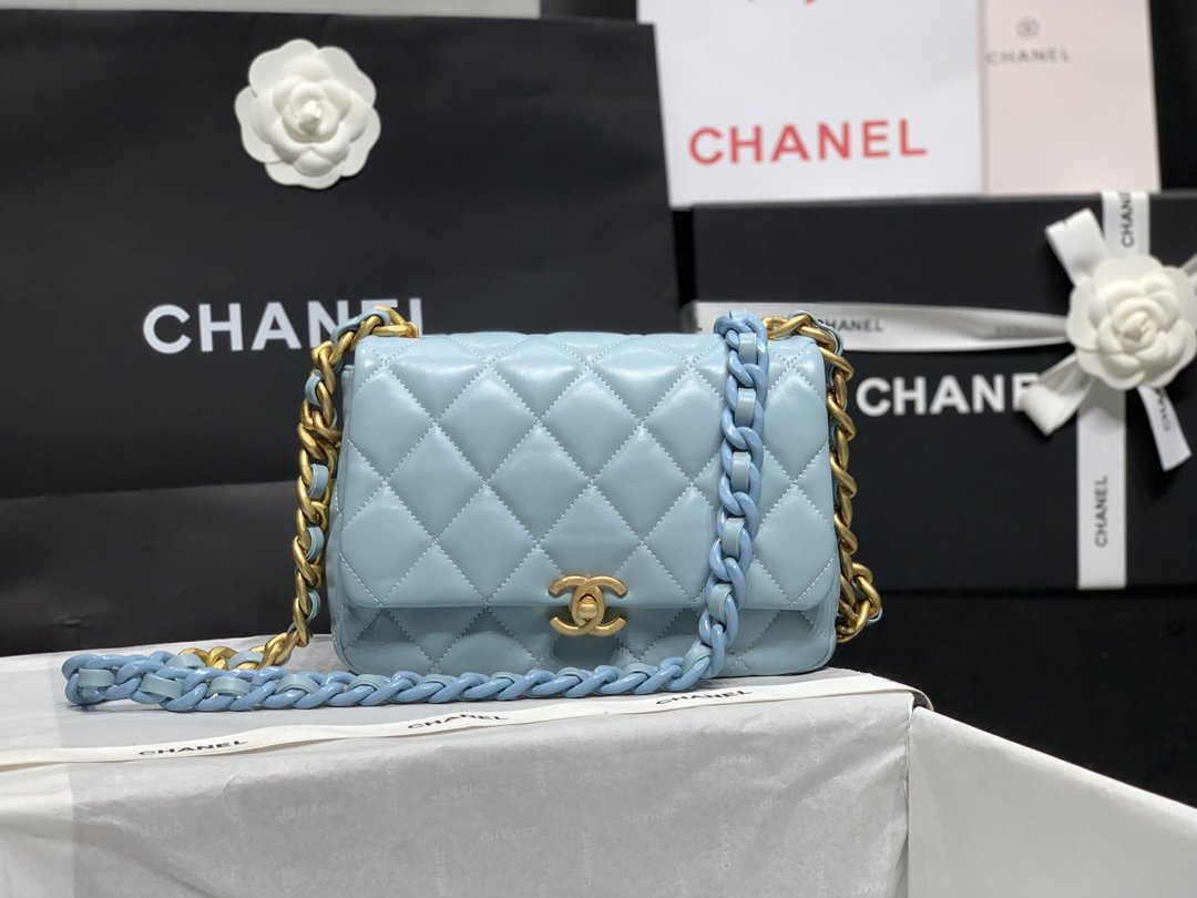 Chlsmall Top Qualityap Bag Tone Metal Bag Blue Gold Travel Bag