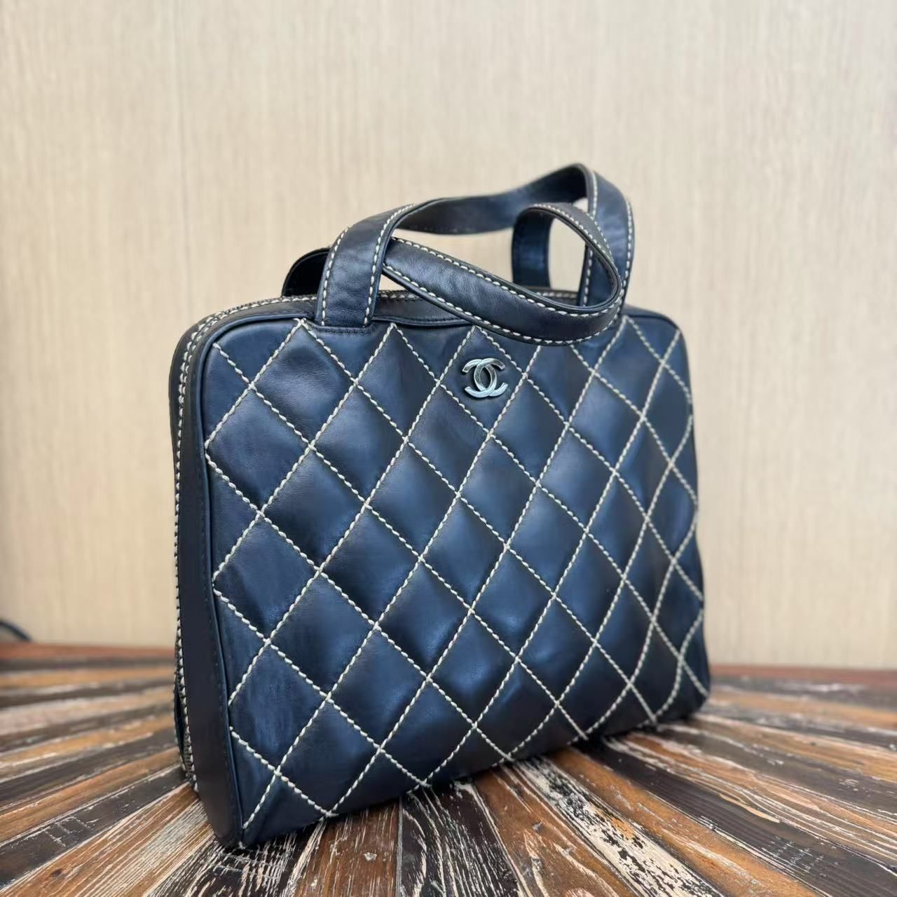 Chanel Surpique Bowler Bag - Black Handle Bags, Handbags