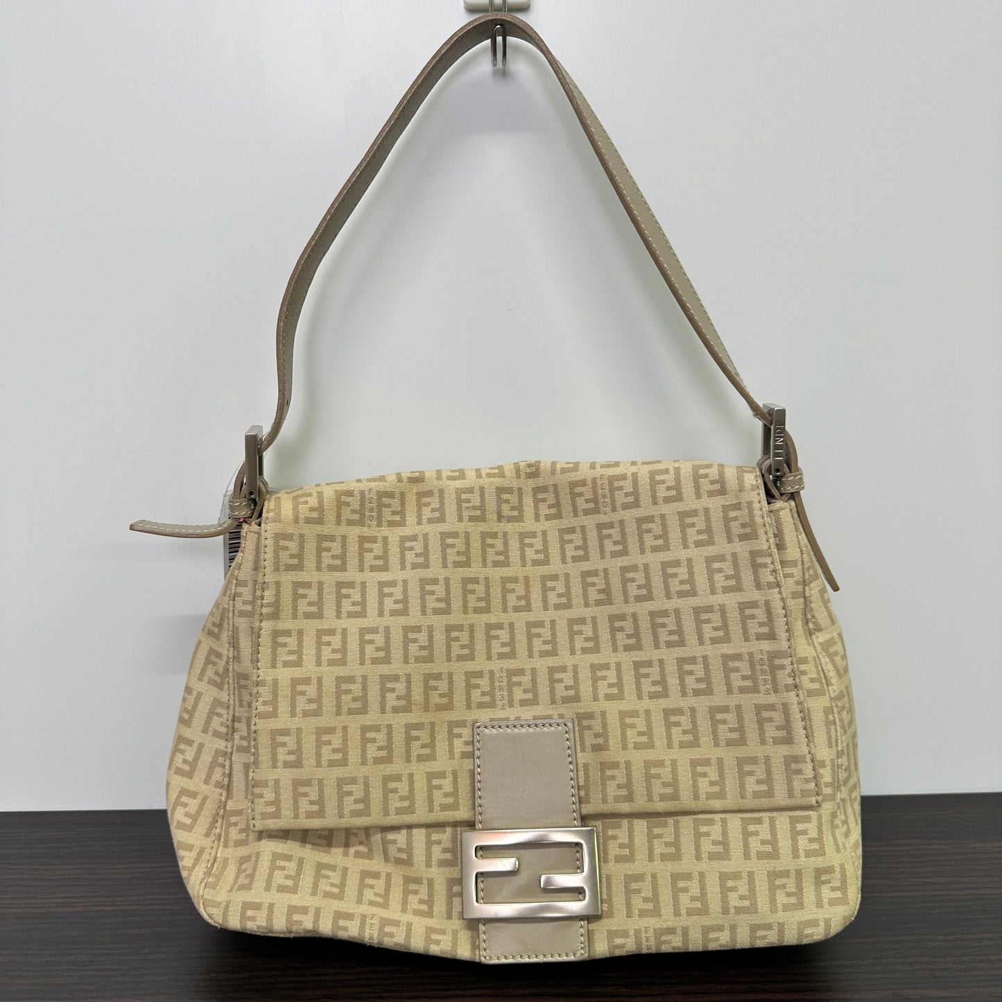 Fendi Shoulder Bag Zucchino Mama Forever Canvas Beige
