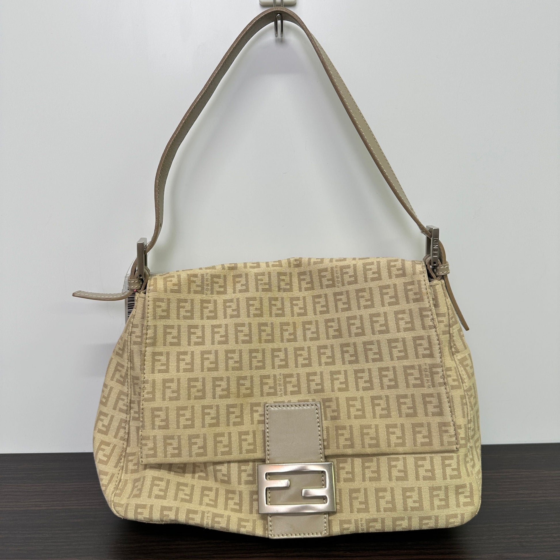 Fendi Shoulder Bag Zucchino Mama Forever Canvas Beige