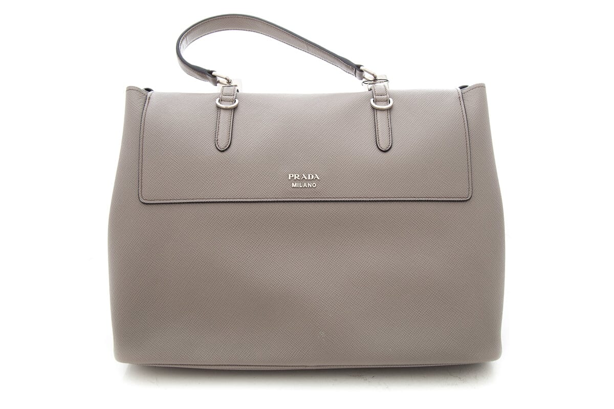 Prada Cuir Double Turn Lock Handbag Saffiano Travel Bag