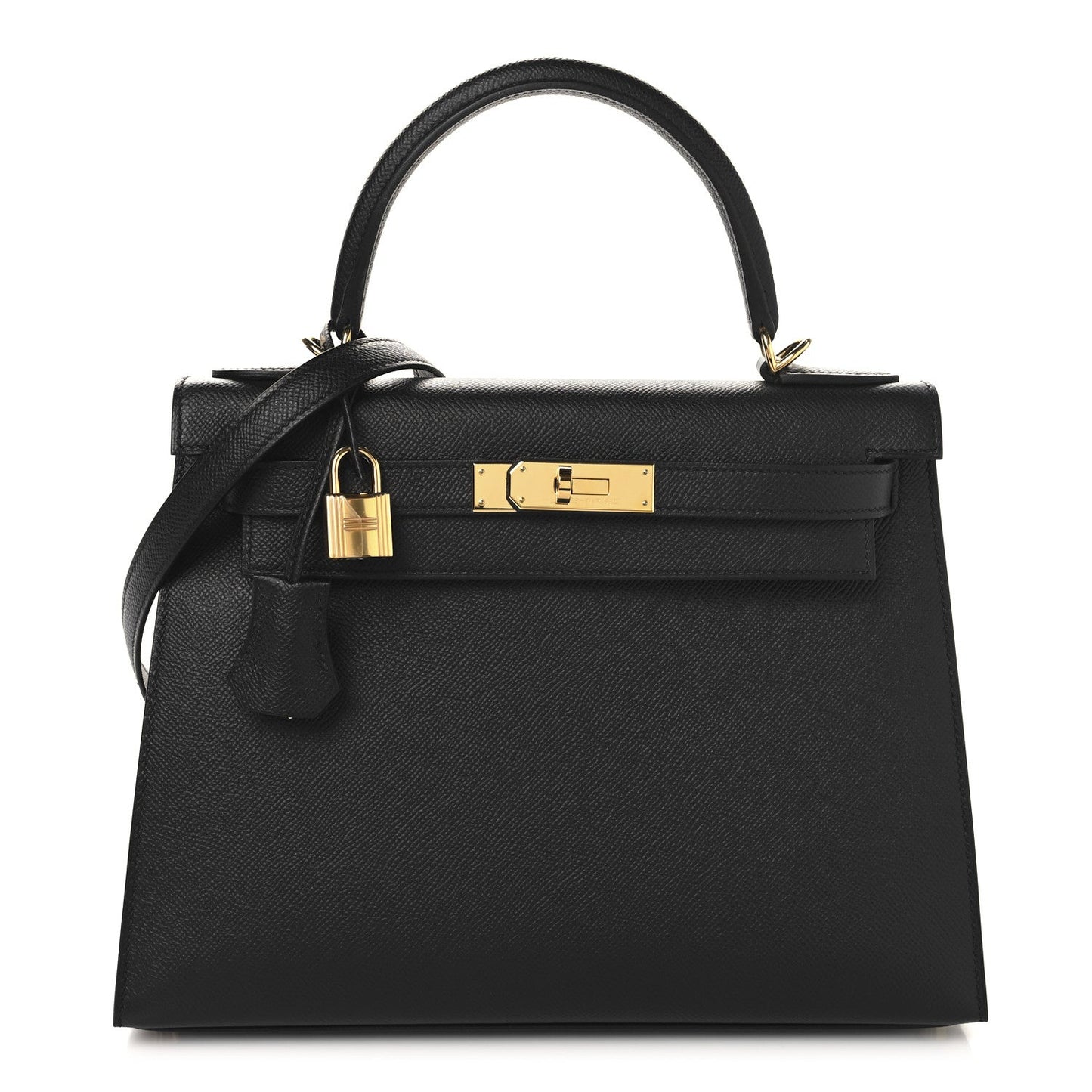 Hermes Epsom Kelly Sellier Handbag Black Travel Bag 28 Black 1713822