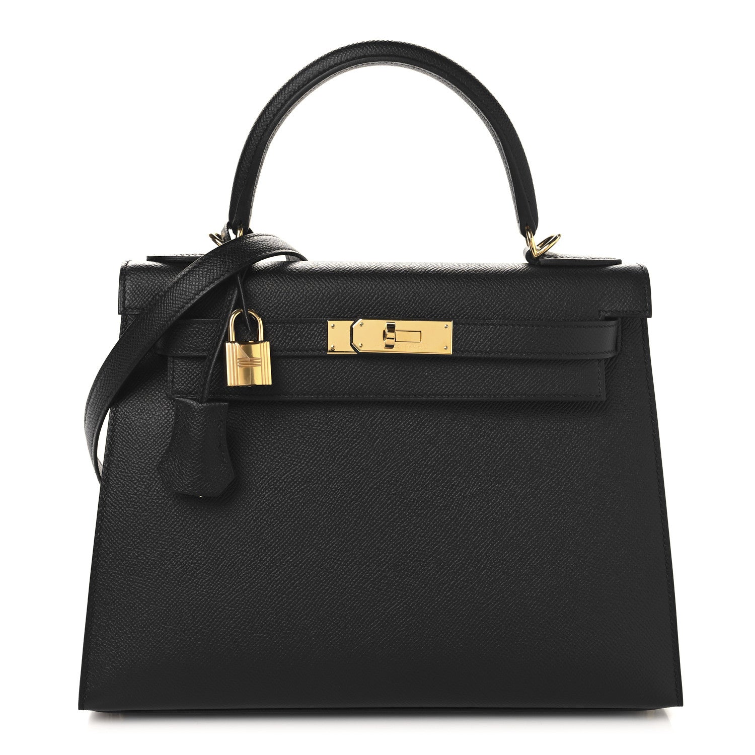 Hermes Epsom Kelly Sellier Handbag Black Travel Bag 28 Black 1713822
