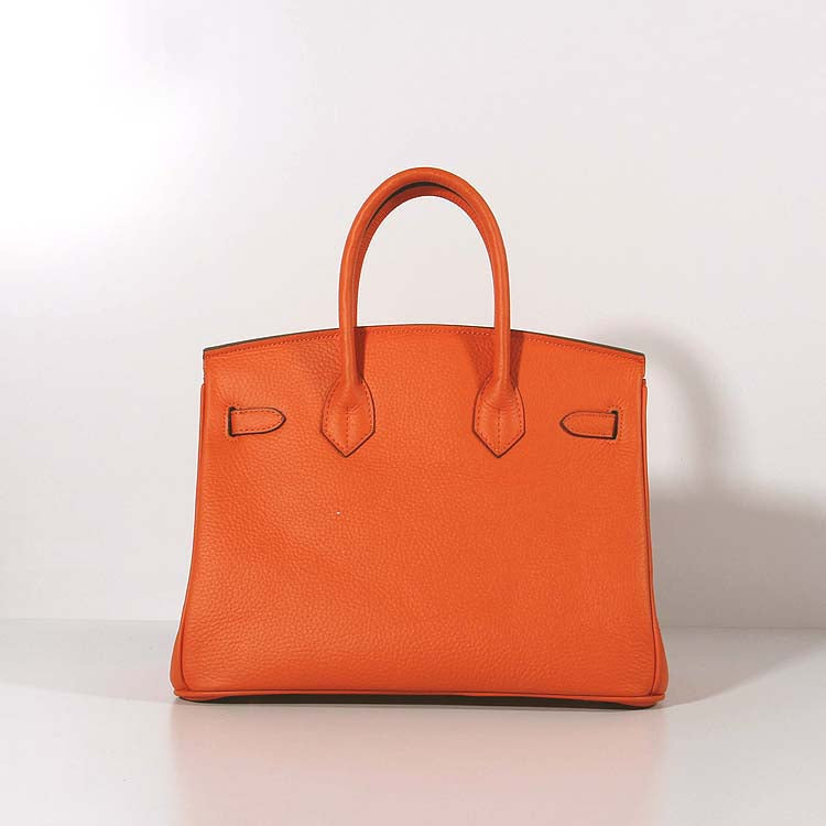 Hermes Luxury Cm Birkin Bag Togo With Strap Leather Gold Travel Bag Orange Gold