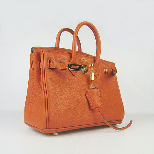 Hermes Luxury Birkin Cm Handbag Orange Golden Travel Bag