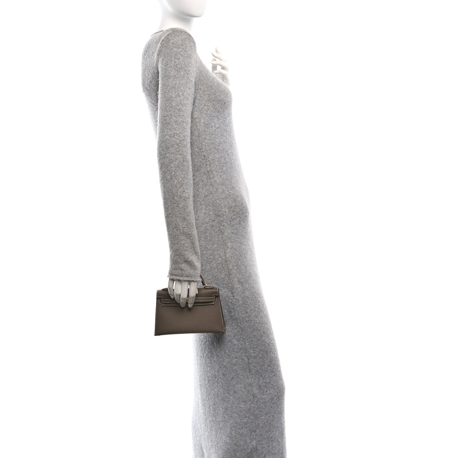 Hermes Epsom Kelly Sellier Etoupe Handbag Mini Travel Bag