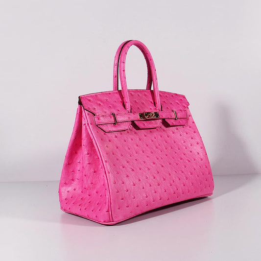 Hermes Luxury Birkin Cm Ostrich Bag Rose Leather Gold Travel Bag