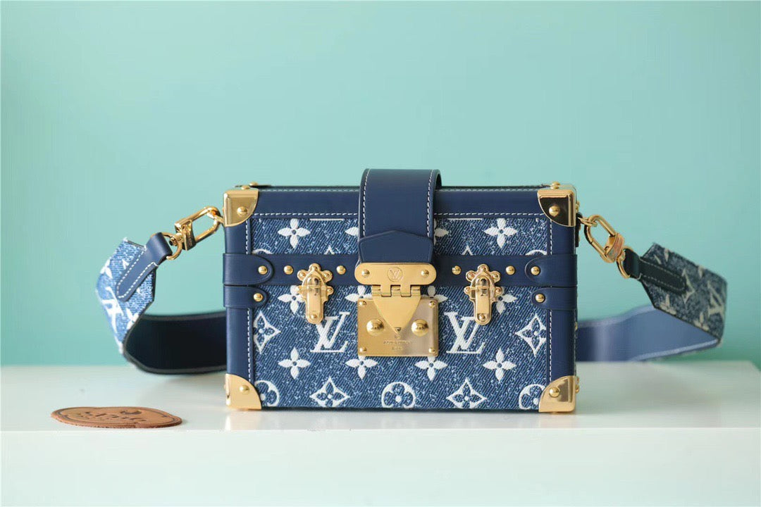 Top Quality Petite Malle Jacquard Since For Blue Crossbody Bag