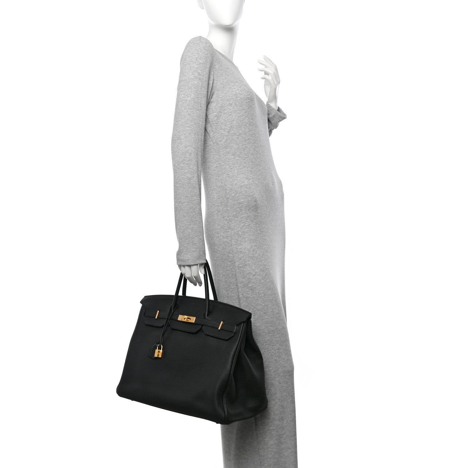 Hermes Togo Birkin Handbag Black Travel Bag 40 Black 1753052