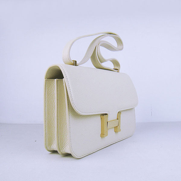 Hermes Luxury Calf Message Bag H Golden Leather Beige Travel Bag