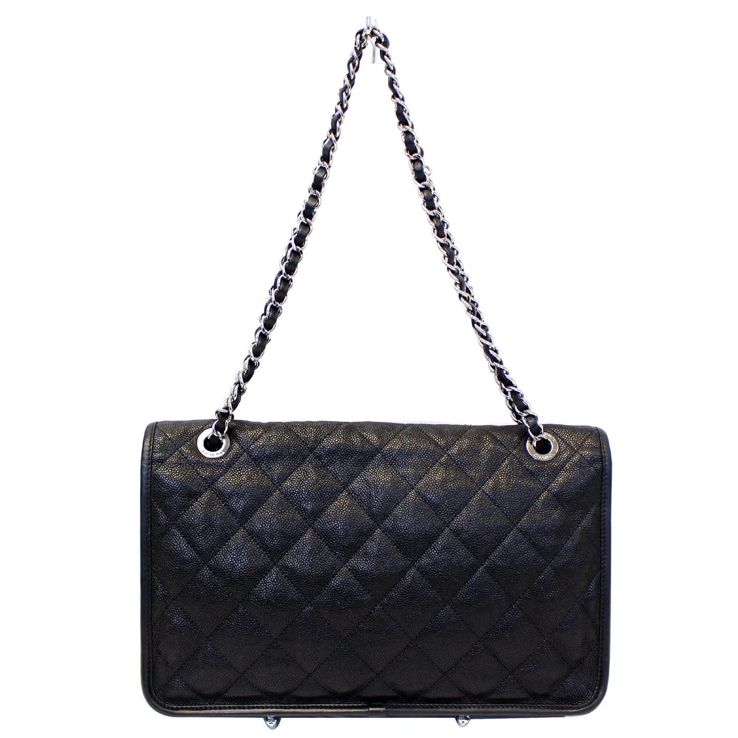 Chanel Flap Caviar Leather Black Travel Bag