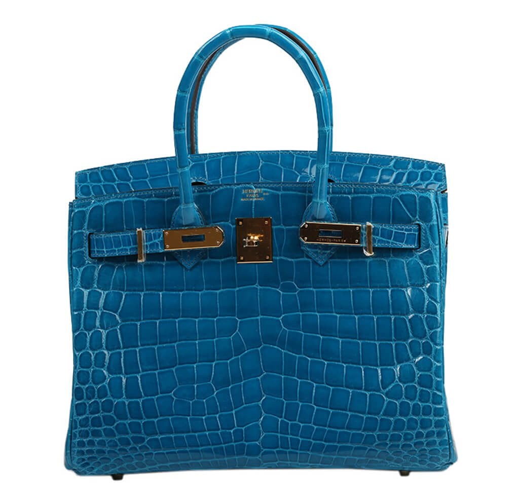 Hermes Birkin Bag Izmir Crocodile Blue Travel Bag