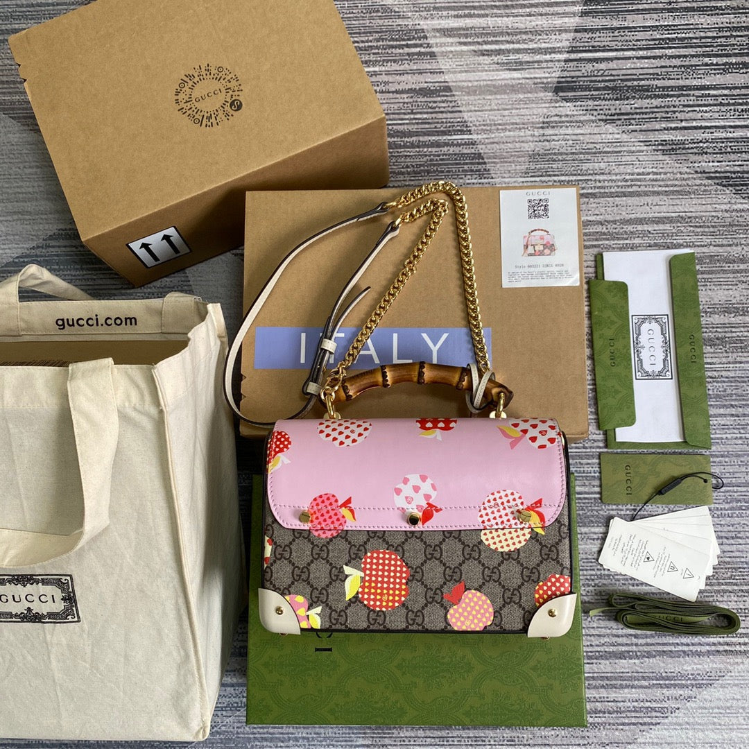 gg Padlock gg amboo Strawberry Beige Small Shoulder Bag 95In24Cm Beaunoirrbeaunoirr