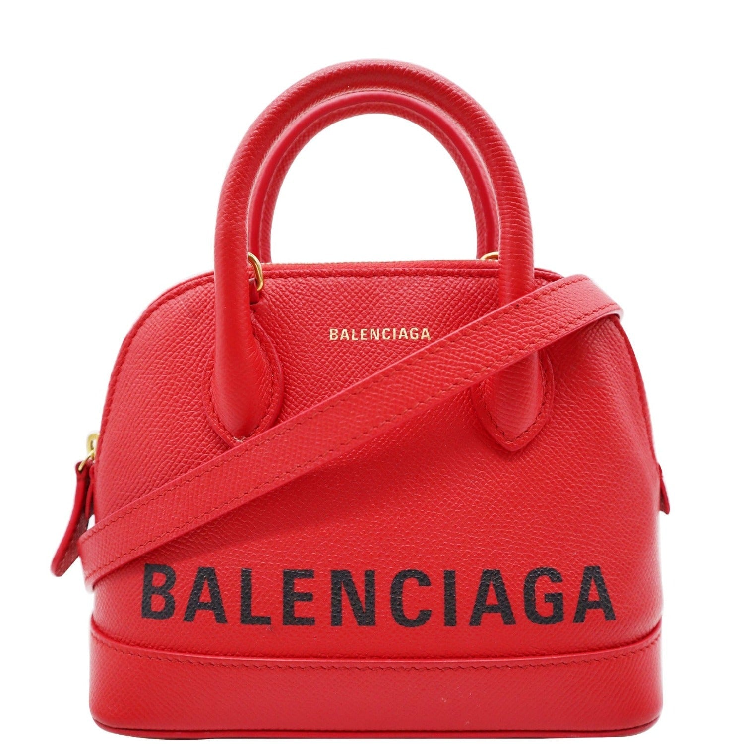 Balenciaga Ville Dome Top Handle Crossbody Bag Leather Red