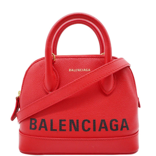 Balenciaga Ville Dome Top Handle Crossbody Bag Leather Red