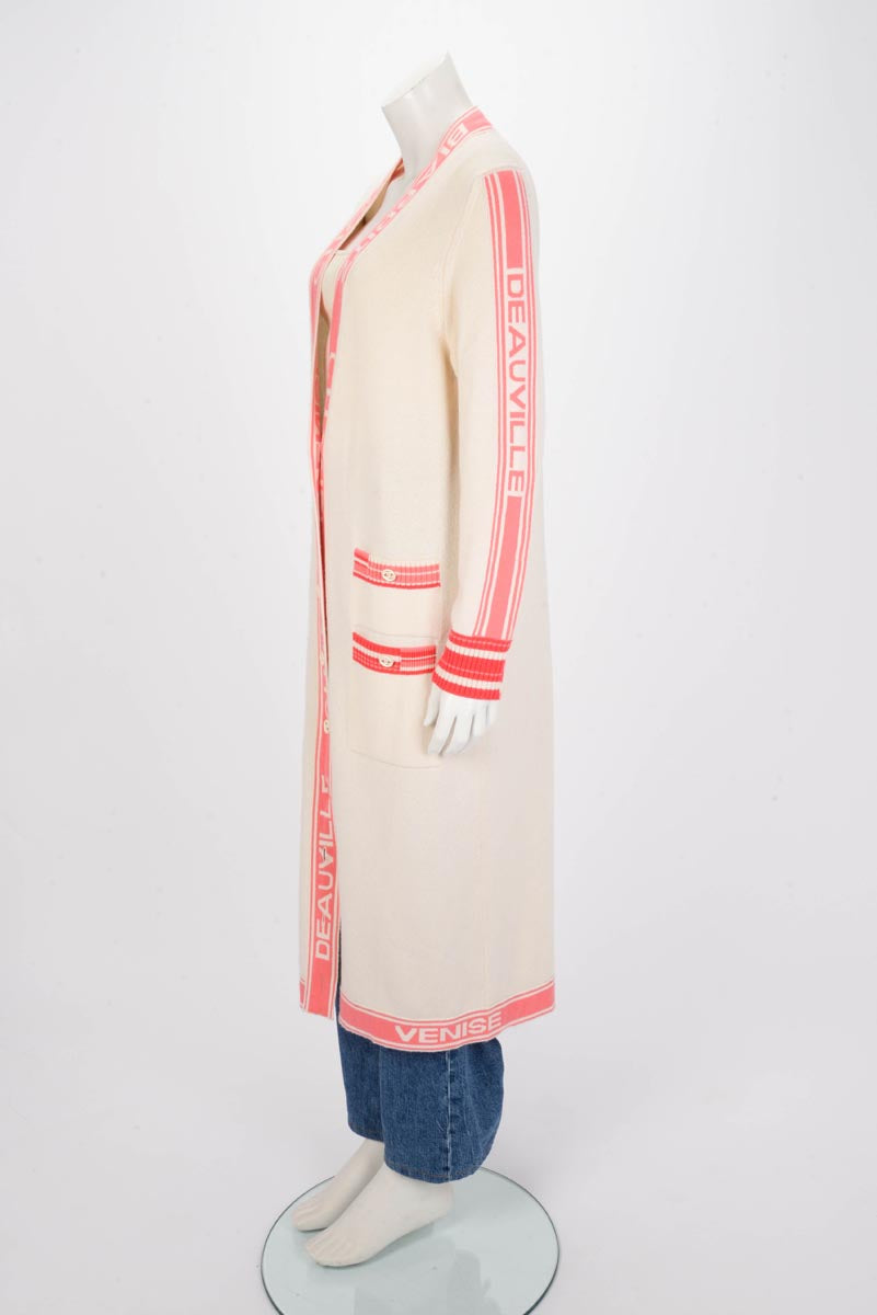 Chanel Cream Cashmere Biarritz Longline Cardigan Fr 42 Bag