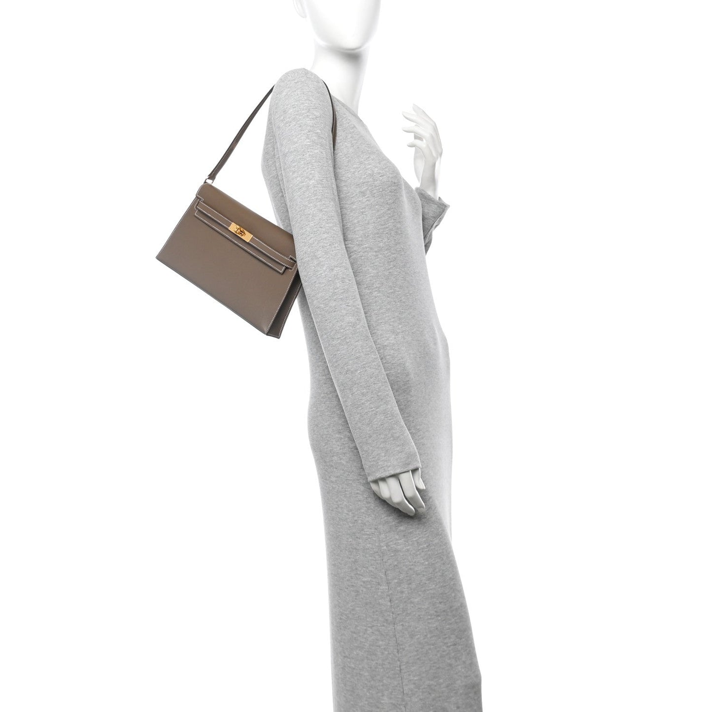 Hermes Madame Calfskin Kelly Elan Etoupe Handbag Travel Bag