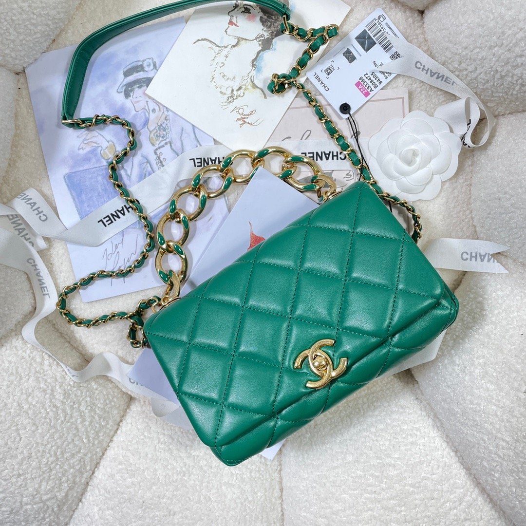 CHL Hardware , ’s , Green Gold Flap Shoulder Bag