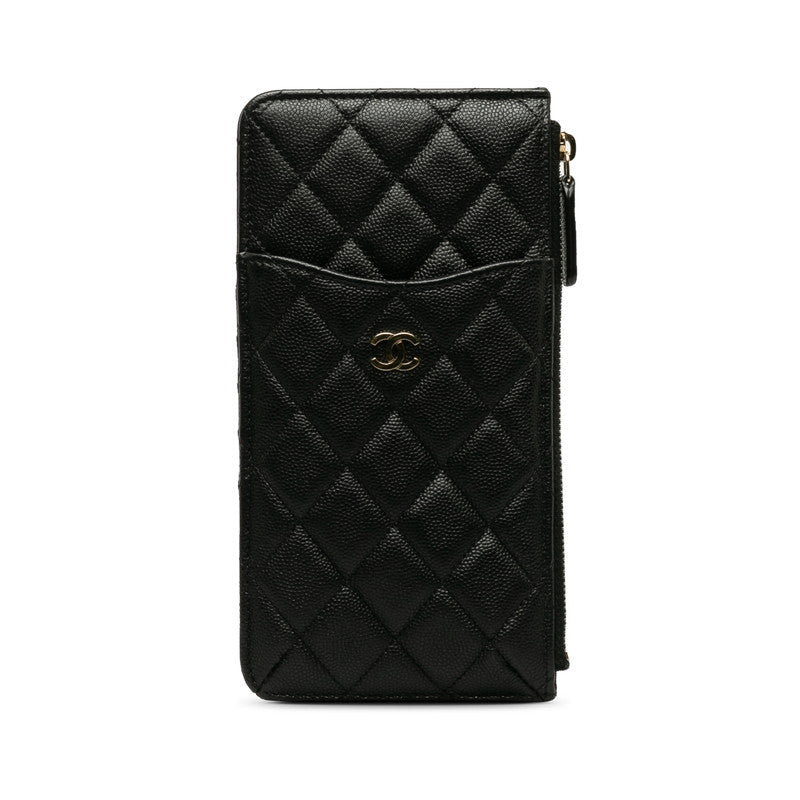 Chanel Matrases Cocomark Timeless Classic Card Box Long Wallet Black Caviar   CHANEL