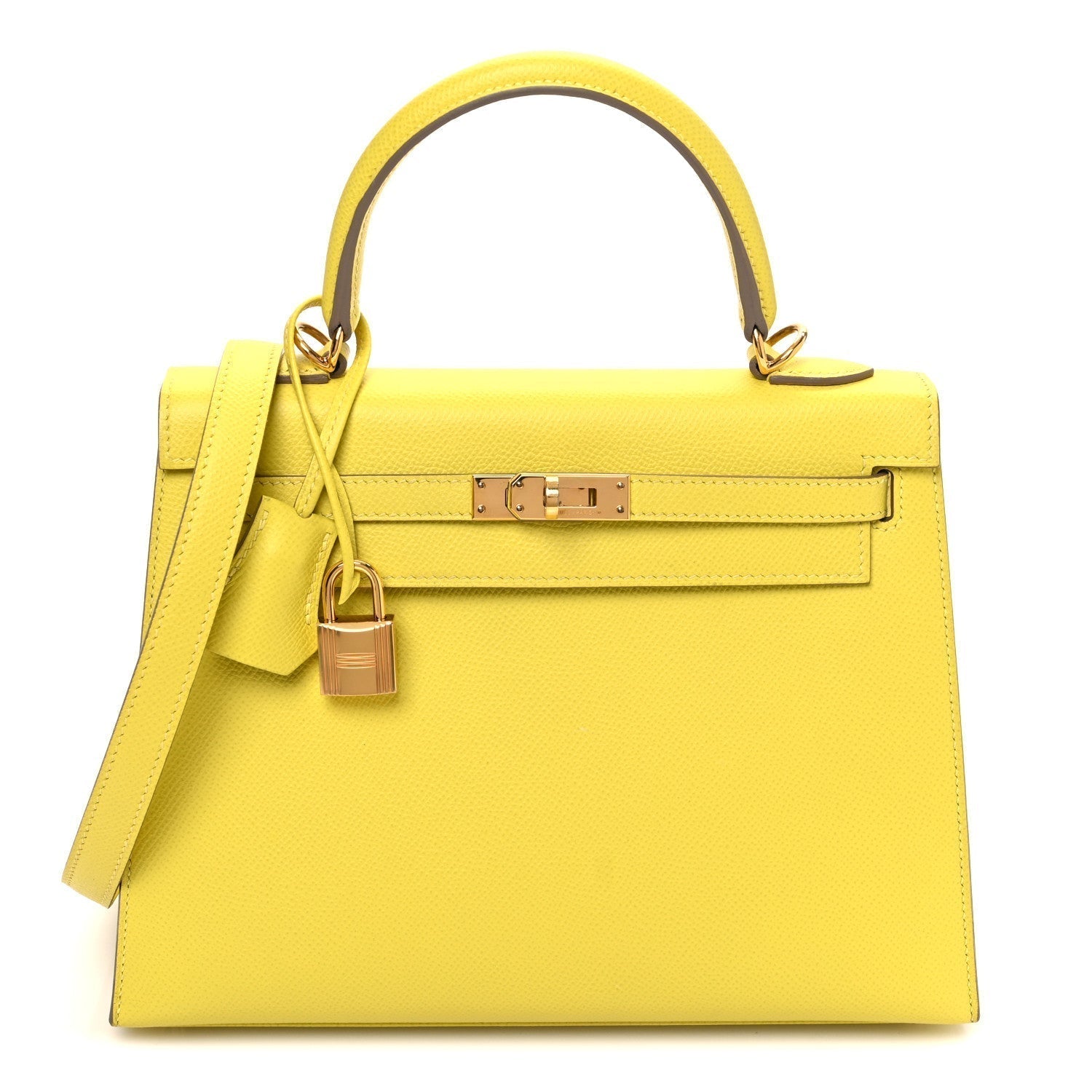 Hermes Epsom Kelly Sellier Lime Handbag Travel Bag