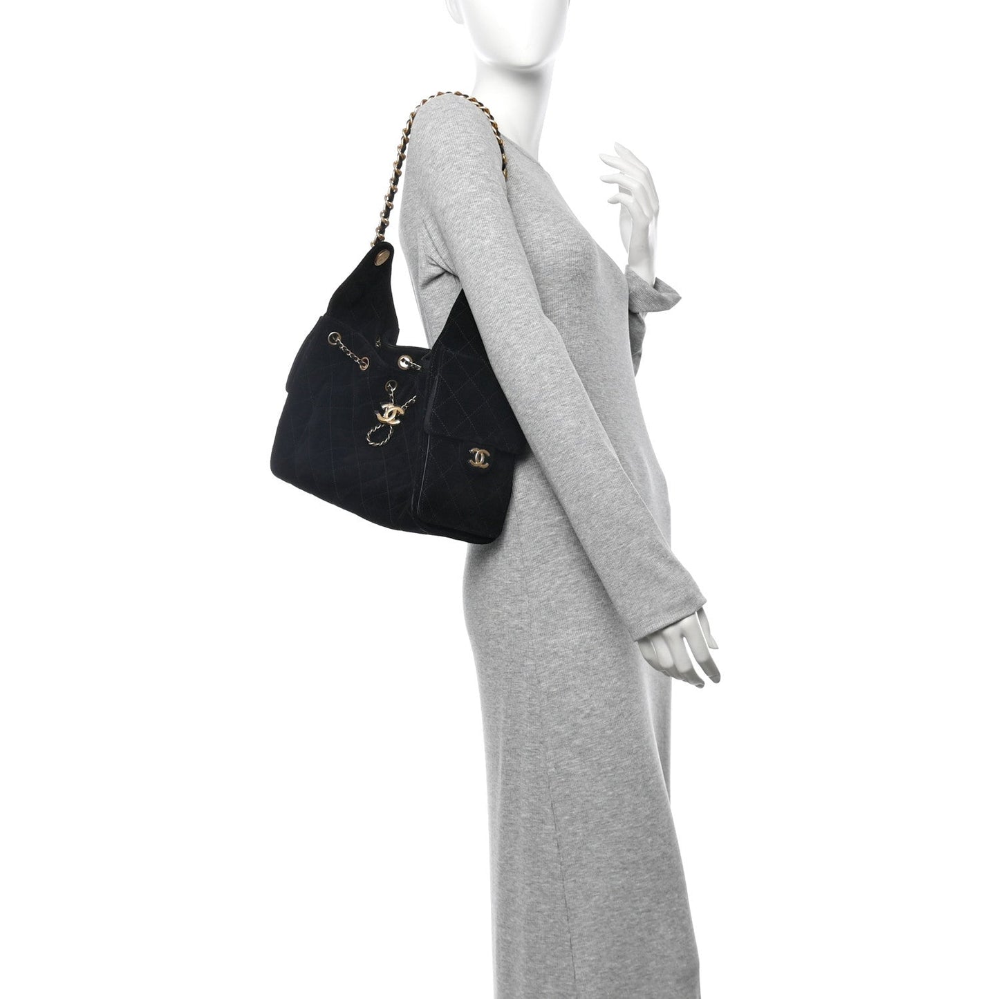 Chanel Suede Quilted Small 25 Handbag Black