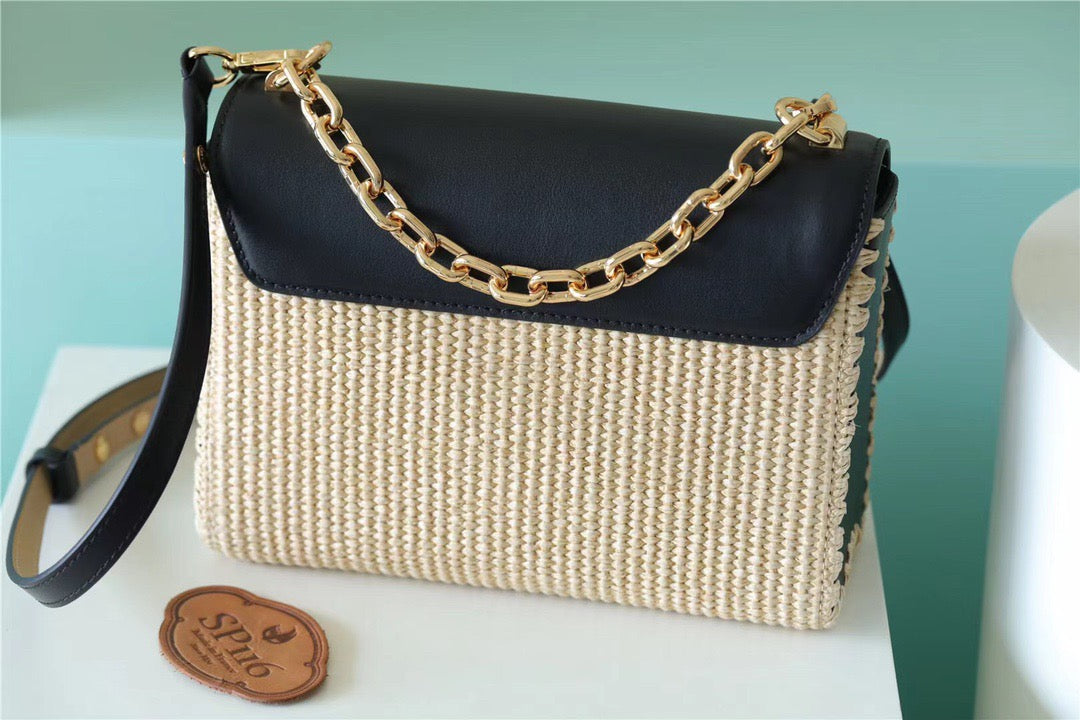 Top Quality Twist Mm For Women Shoulder Raffia Black Crossbody Bag