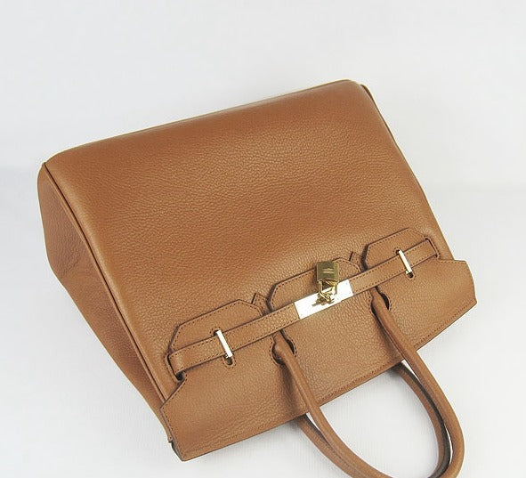 Hermes Luxury Birkin Cm Togo Handbags Light Coffee Leather Gold Travel Bag