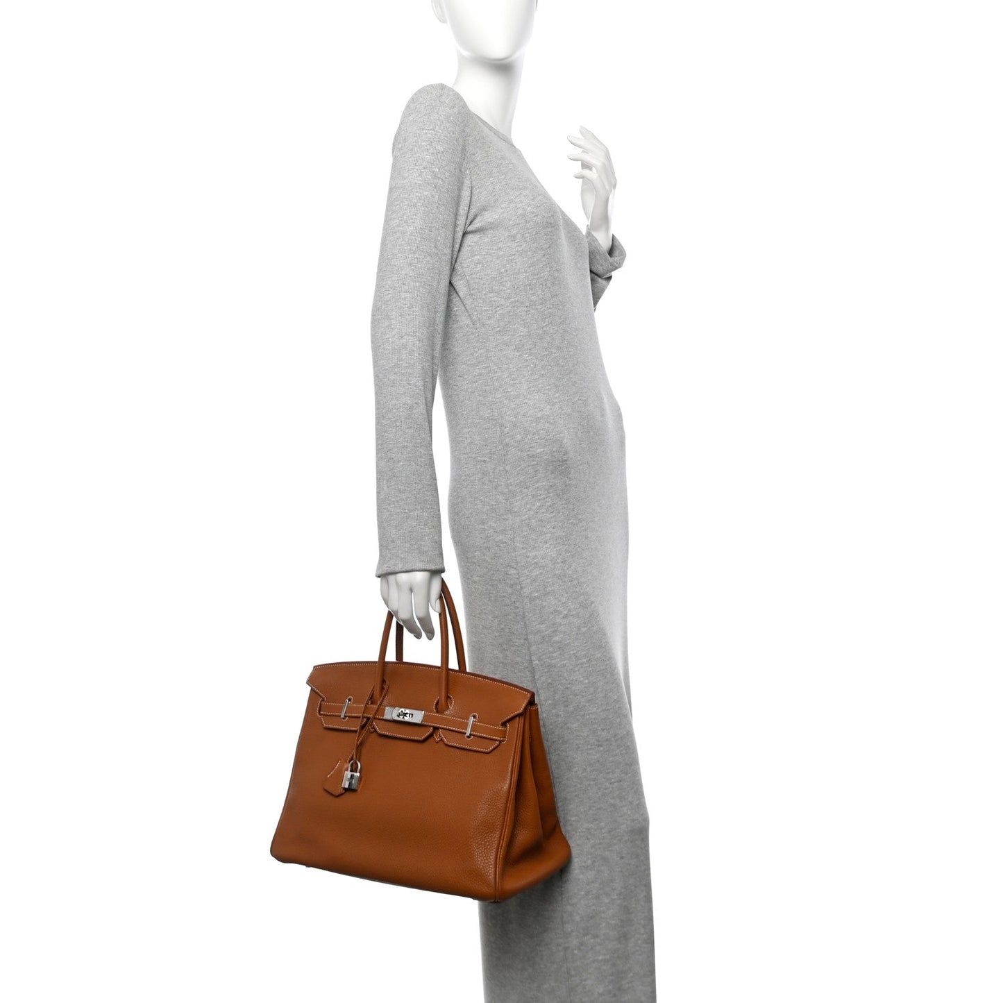 Hermes Taurillon Clemence Birkin Handbag Gold Travel Bag 35 Gold 1752207