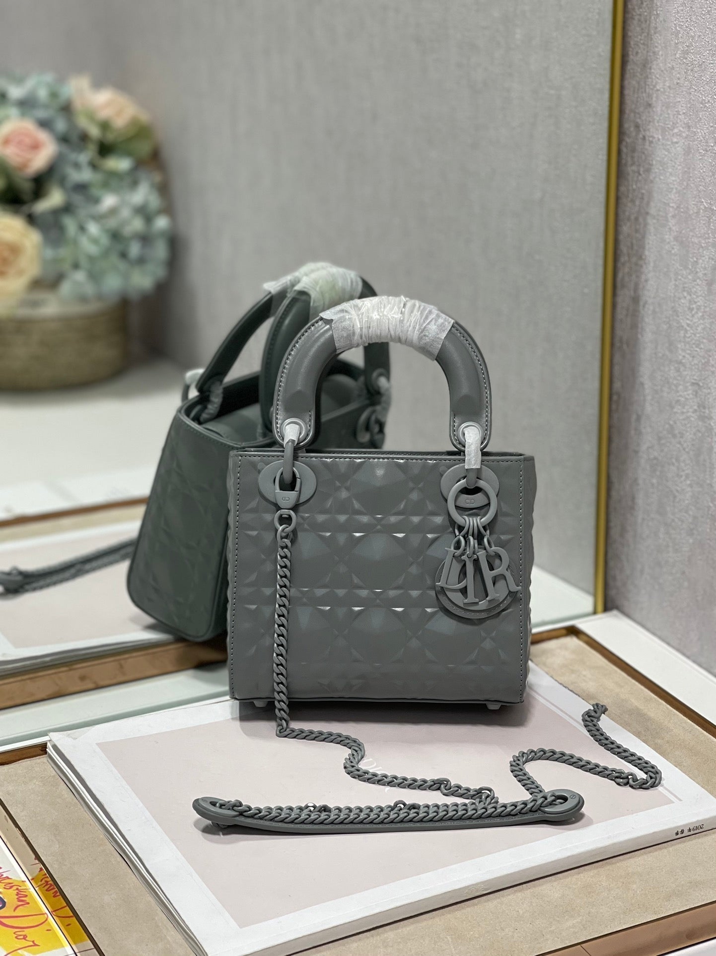 Lady Dark Cd Grey Mini Crossbody Bag