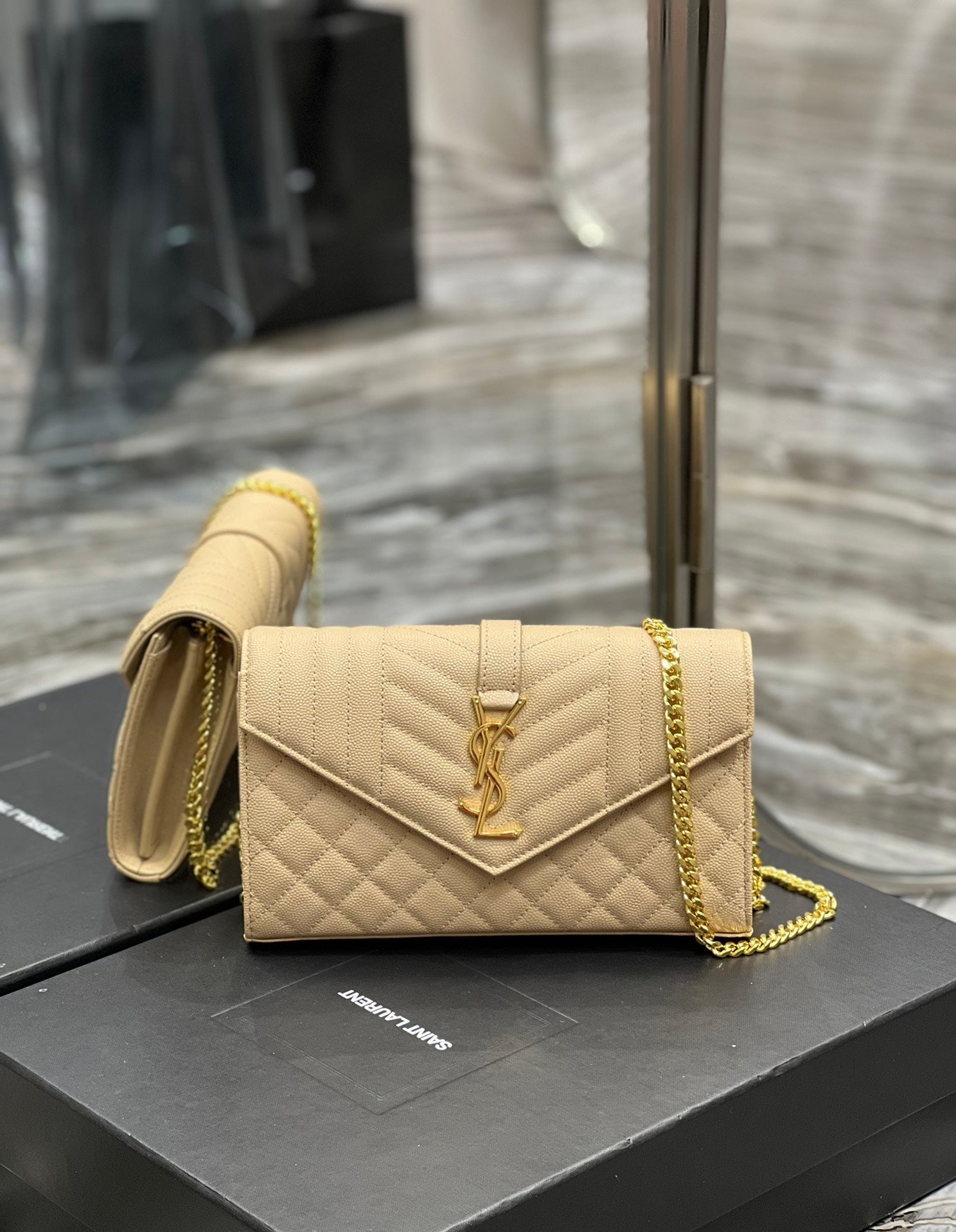 YSL Saint Laurent YSL Top Quality Envelope Bag For Women Beige Small Travel Bag