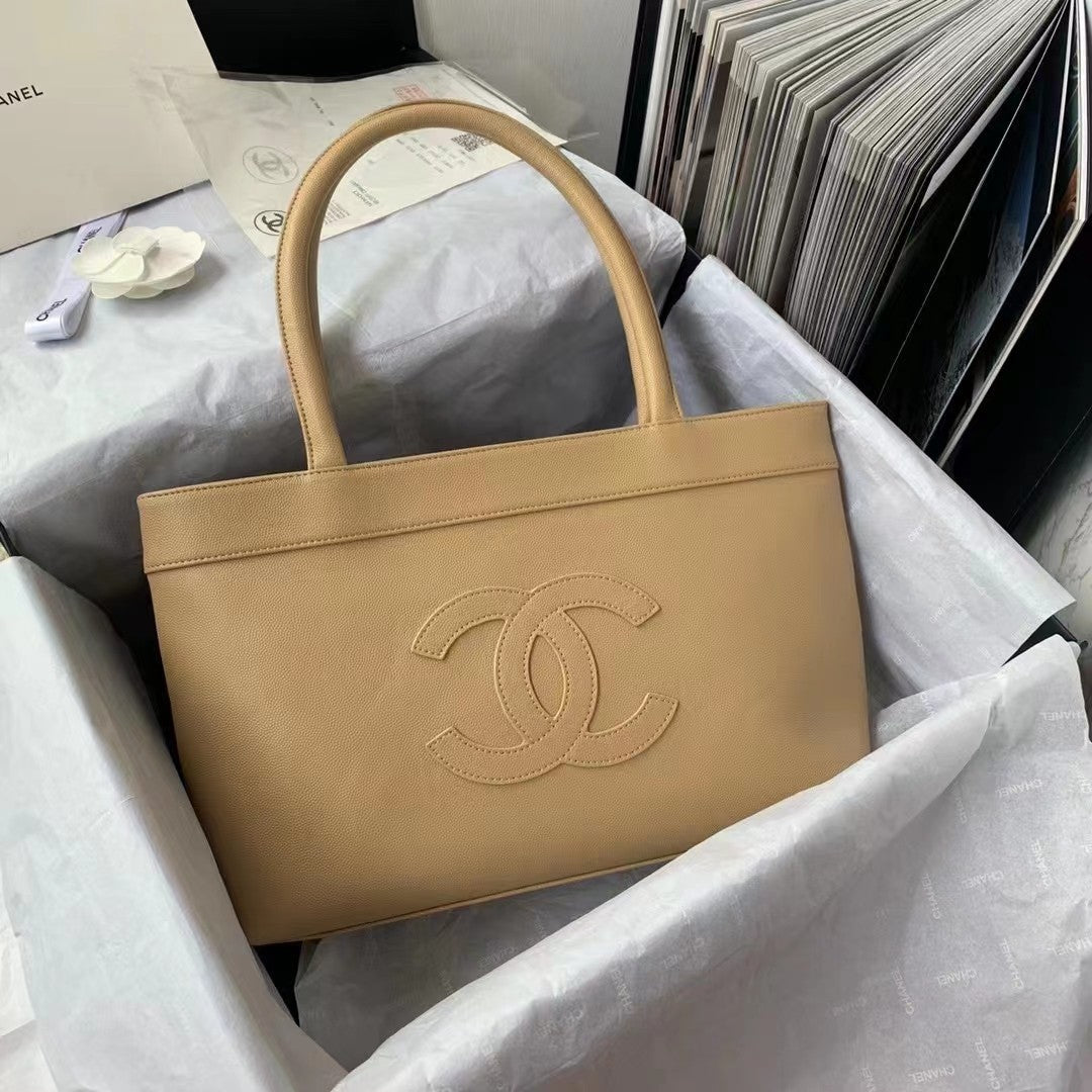 Chanel Chlopen Tote Caviar East West For Women Beige Tote Bag