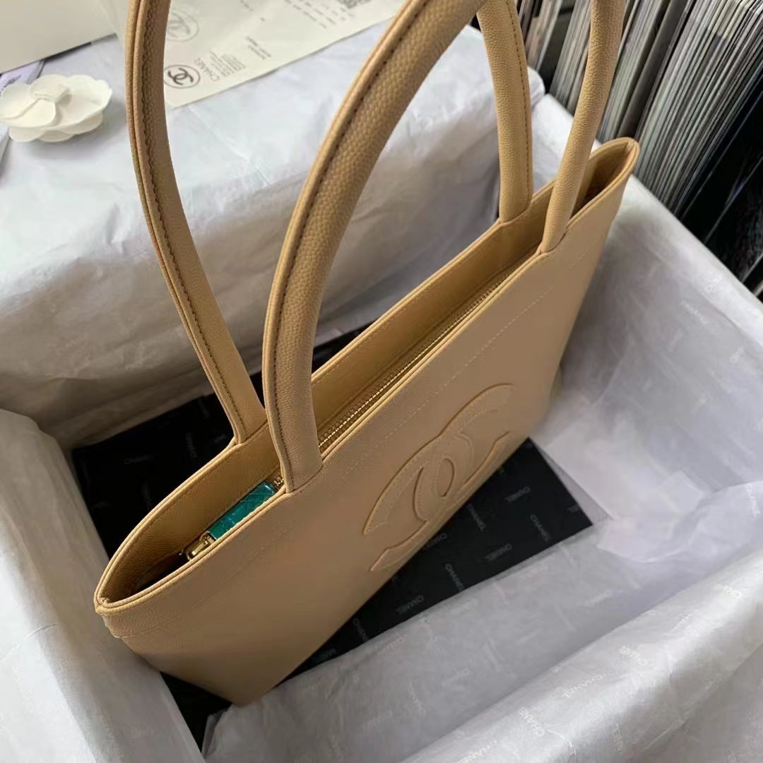 Chanel Chlopen Tote Caviar East West For Women Beige Tote Bag