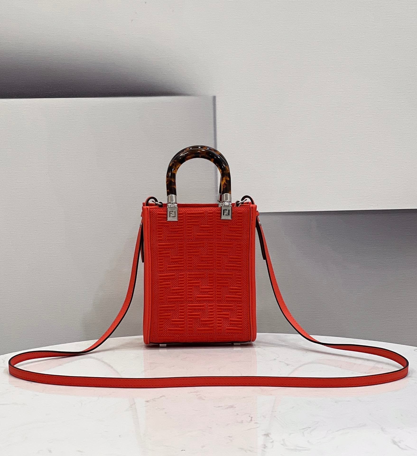 Fendi Sunshine Shopper Ff Red Mini Crossbody Bag