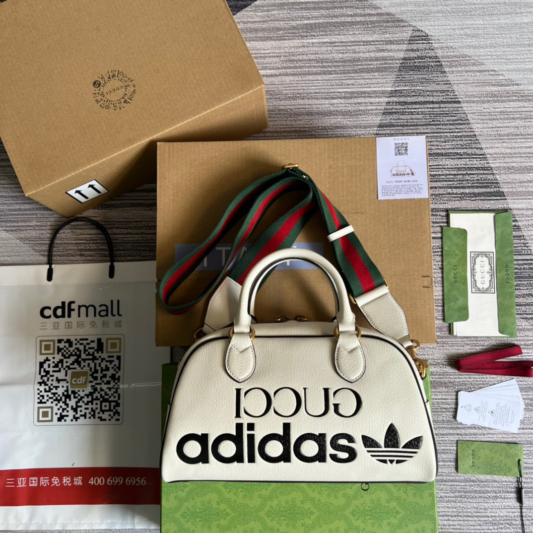 gg x Adidas Duffle , White Mini Travel Bag